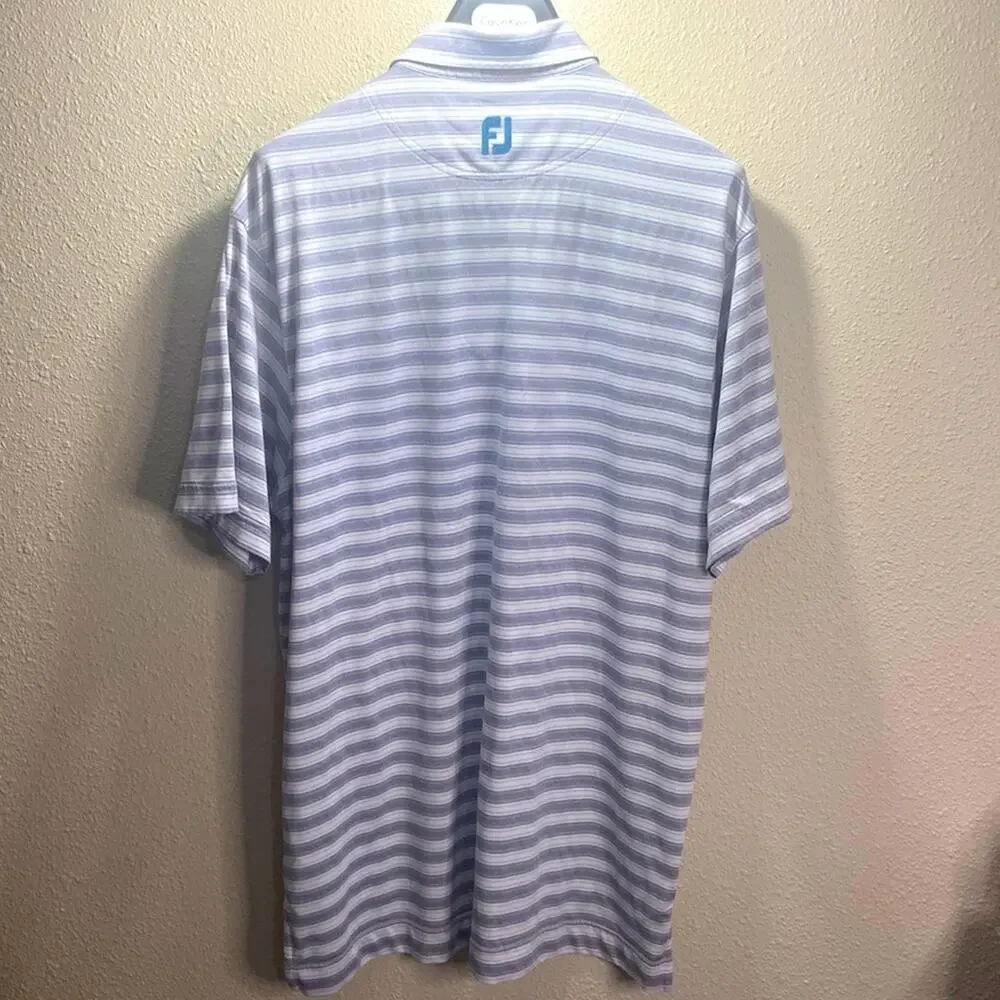 FootJoy FJ Men Gray and White Striped Lightweight Golf Shirt Size XL